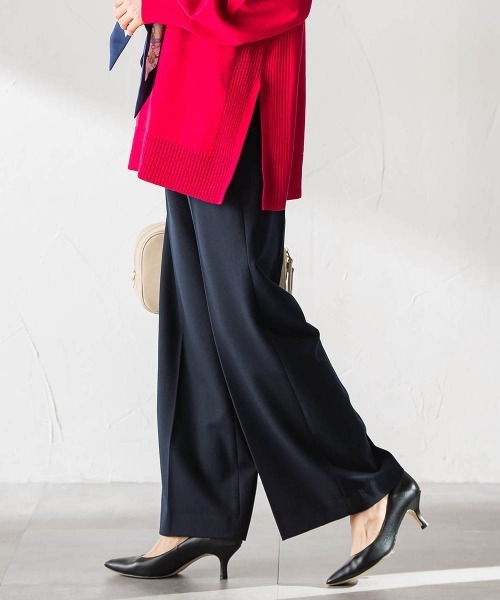 LAUTREAMONT（ロートレアモン）の「両面起毛ドロストワイドパンツ（その他パンツ・レディース・ネイビー/ベージュ/ブラウン・11号/9号/7号）」の3枚目の写真