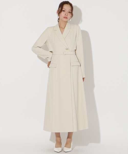 AND COUTURE(アンドクチュール)の「トレンチ風ワンピース(ワンピース・レディース・ブラック/ライトグレー/ベージュ/カーキ・MEDIUM/SMALL)」の3枚目の写真