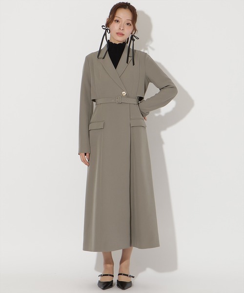 AND COUTURE(アンドクチュール)の「トレンチ風ワンピース(ワンピース・レディース・ブラック/ライトグレー/ベージュ/カーキ・MEDIUM/SMALL)」の4枚目の写真