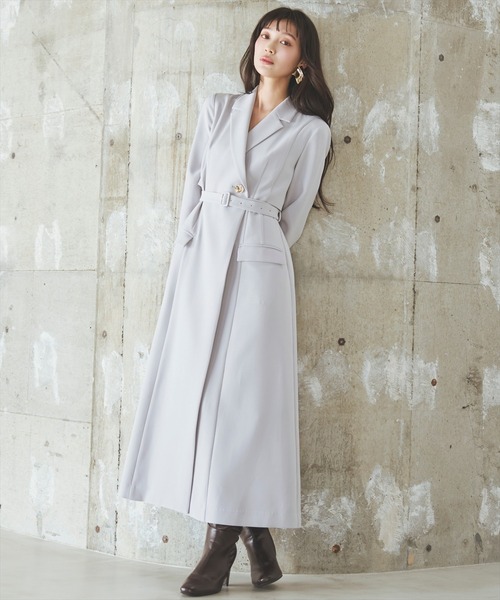 AND COUTURE(アンドクチュール)の「トレンチ風ワンピース(ワンピース・レディース・ブラック/ライトグレー/ベージュ/カーキ・MEDIUM/SMALL)」の1枚目の写真