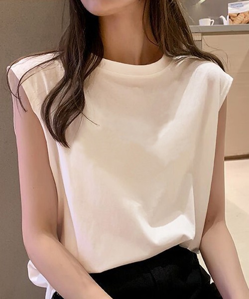 ARCADE(アーケード)の「夏服 さらさらストレッチ ルーズシルエット シンプル ノースリーブ Tシャツ -ARCADE Limited Line-(タンクトップ・レディース・グレイッシュベージュ/ブラック/ブラウン/ホワイト・FREE)」の18枚目の写真