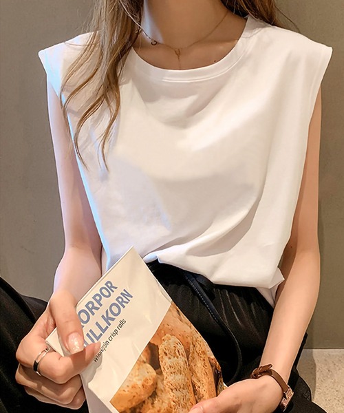 ARCADE(アーケード)の「夏服 さらさらストレッチ ルーズシルエット シンプル ノースリーブ Tシャツ -ARCADE Limited Line-(タンクトップ・レディース・グレイッシュベージュ/ブラック/ブラウン/ホワイト・FREE)」の19枚目の写真
