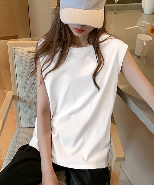 ARCADE(アーケード)の「夏服 さらさらストレッチ ルーズシルエット シンプル ノースリーブ Tシャツ -ARCADE Limited Line-(タンクトップ・レディース・グレイッシュベージュ/ブラック/ブラウン/ホワイト・FREE)」の22枚目の写真