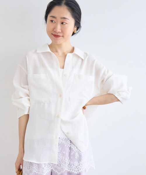 le.coeur blanc(ルクールブラン)の「ヴィンテージメッシュオーバーシャツ(シャツ/ブラウス・レディース・ベージュ/ブラック/オフホワイト・38)」の2枚目の写真