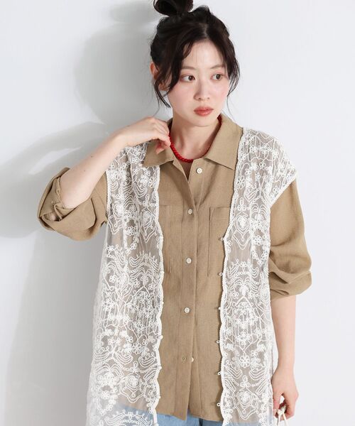 le.coeur blanc（ルクールブラン）の「ヴィンテージメッシュオーバーシャツ（シャツ/ブラウス・レディース・ベージュ・38）」の7枚目の写真