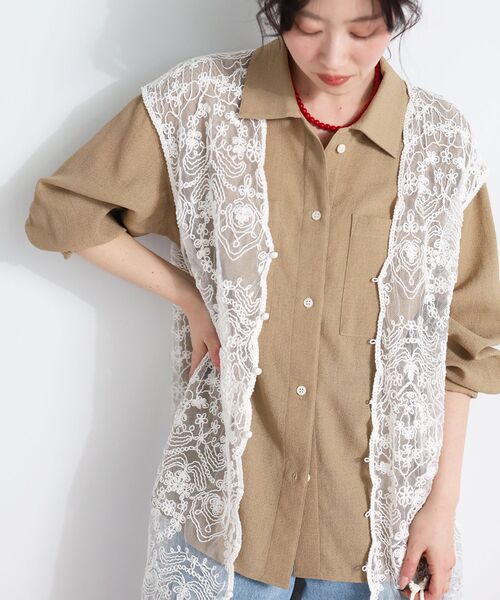 le.coeur blanc（ルクールブラン）の「ヴィンテージメッシュオーバーシャツ（シャツ/ブラウス・レディース・ベージュ・38）」の8枚目の写真