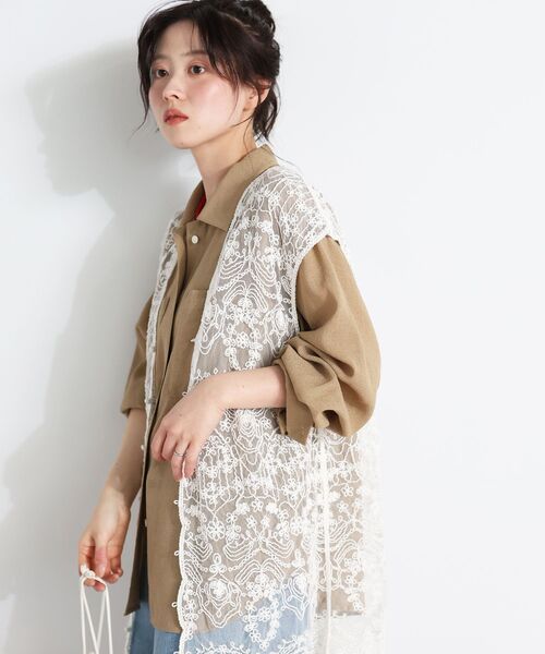 le.coeur blanc（ルクールブラン）の「ヴィンテージメッシュオーバーシャツ（シャツ/ブラウス・レディース・ベージュ・38）」の9枚目の写真