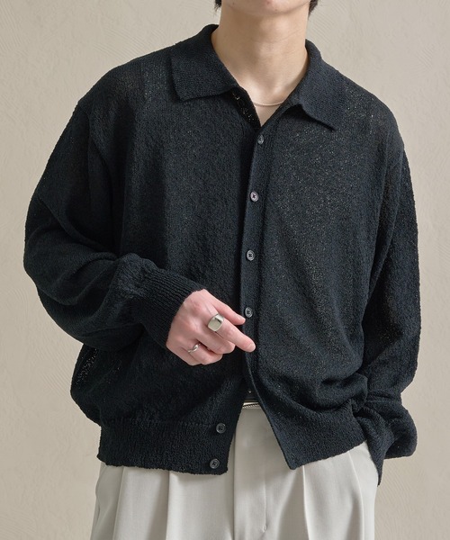 epnok（エプノック）の「カールヤーンルーズニットシャツ（ニット/セーター・メンズ・グレー/ナチュラル/ブラック・SMALL/MEDIUM/LARGE）」の4枚目の写真