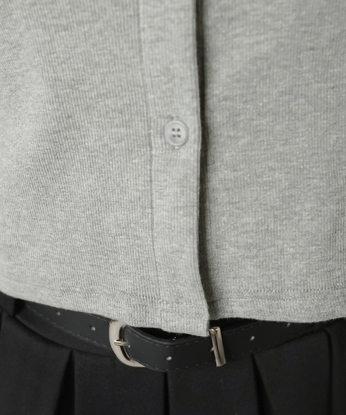 SPINNS（スピンズ）の「一枚で即プレッピー見え♪ 襟チェックシャツレイヤード風カットソー（Tシャツ/カットソー・レディース・グレー/ブラック・ONESIZE）」の9枚目の写真