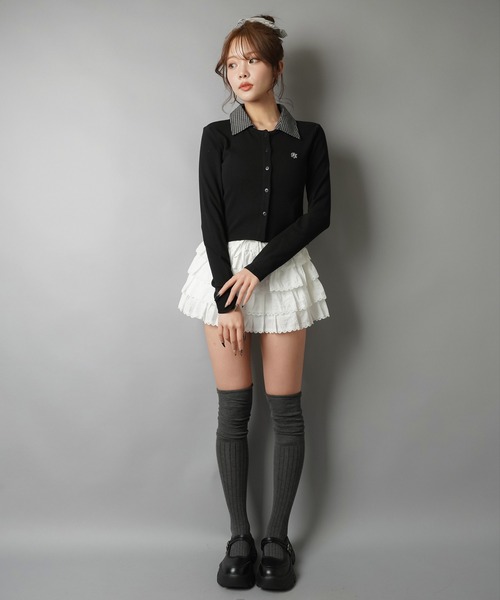 SPINNS（スピンズ）の「一枚で即プレッピー見え♪ 襟チェックシャツレイヤード風カットソー（Tシャツ/カットソー・レディース・グレー/ブラック・ONESIZE）」の19枚目の写真