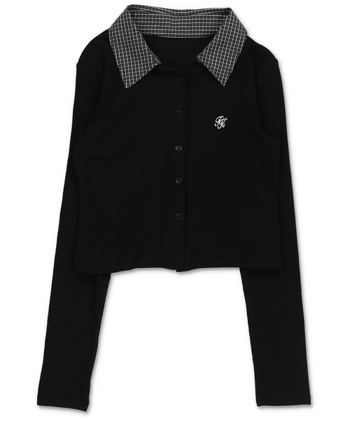 SPINNS（スピンズ）の「一枚で即プレッピー見え♪ 襟チェックシャツレイヤード風カットソー（Tシャツ/カットソー・レディース・グレー/ブラック・ONESIZE）」の20枚目の写真