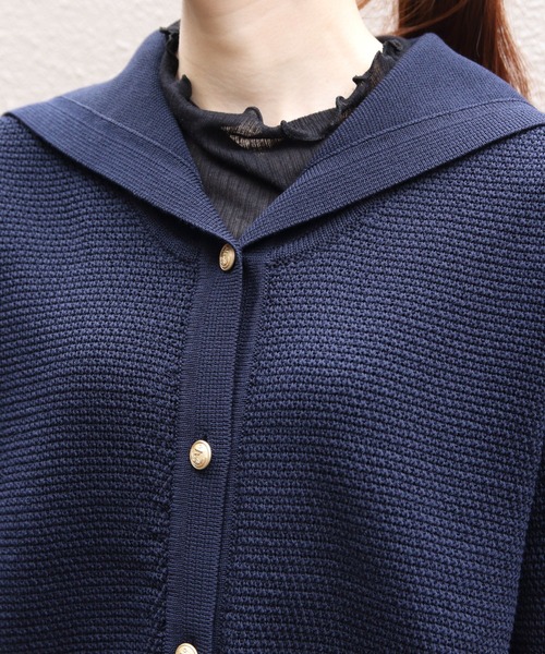 ORCIVAL（オーシバル）の「ORCIVAL/オーシバル　セーラーカラーニットカーディガン　SAILOR COLLAR KNIT CARDIGAN　OR-D0141 SIN（ニット/セーター・レディース・アイボリー/ダークネイビー・1）」の3枚目の写真