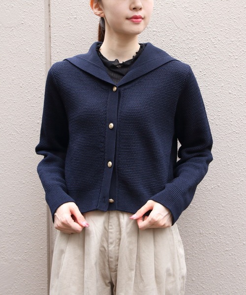 ORCIVAL（オーシバル）の「ORCIVAL/オーシバル　セーラーカラーニットカーディガン　SAILOR COLLAR KNIT CARDIGAN　OR-D0141 SIN（ニット/セーター・レディース・アイボリー/ダークネイビー・1）」の7枚目の写真