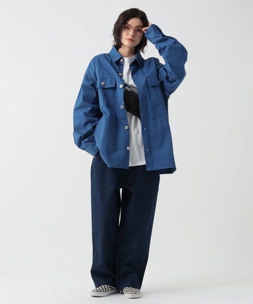 GEORGE'S（ジョージズ）の「ツイルシャツジャケット（テーラードジャケット・メンズ・ブルー/ブラック・MEDIUM/LARGE）」の4枚目の写真