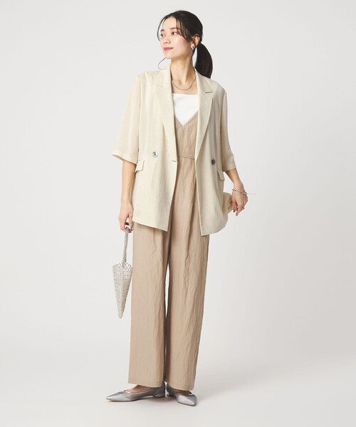 green label relaxing（グリーンレーベルリラクシング）の「【結論シリーズ】シアーエアミドルスリーブジャケット［size SHORTあり］（テーラードジャケット・レディース・ナチュラル/ブラック/ダークブラウン・FREE/SHORT）」の15枚目の写真