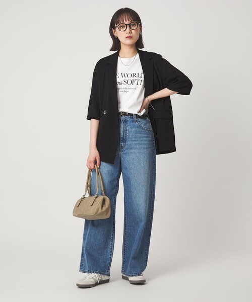 green label relaxing（グリーンレーベルリラクシング）の「【結論シリーズ】シアーエアミドルスリーブジャケット［size SHORTあり］（テーラードジャケット・レディース・ナチュラル/ブラック/ダークブラウン・FREE/SHORT）」の19枚目の写真