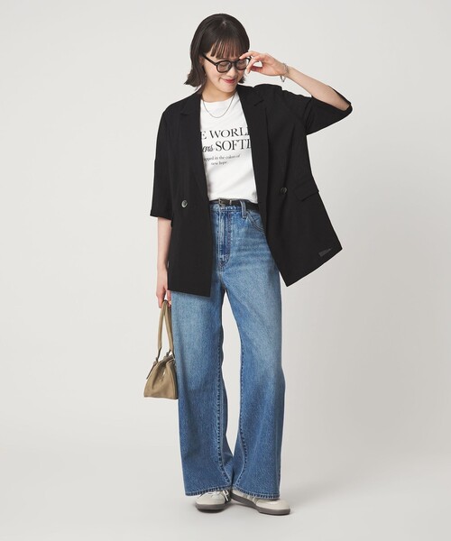 green label relaxing（グリーンレーベルリラクシング）の「【結論シリーズ】シアーエアミドルスリーブジャケット［size SHORTあり］（テーラードジャケット・レディース・ナチュラル/ブラック/ダークブラウン・FREE/SHORT）」の20枚目の写真