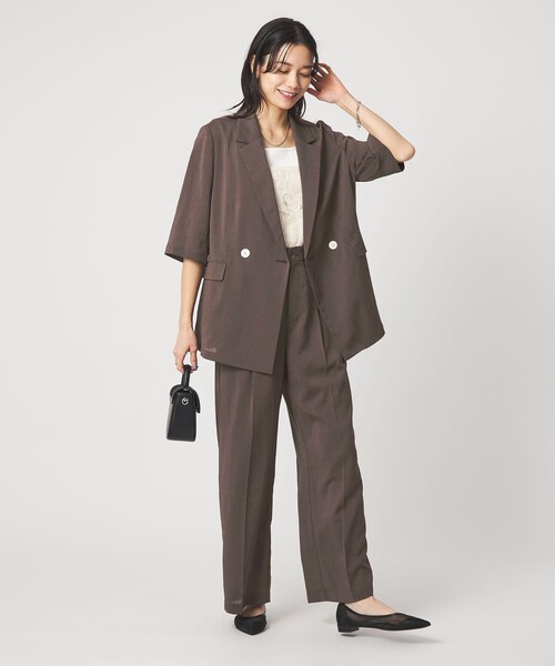 green label relaxing(グリーンレーベルリラクシング)の「【結論シリーズ】シアーエアミドルスリーブジャケット マシンウォッシャブル 接触冷感 通気性(テーラードジャケット・レディース・ナチュラル/ブラック/ダークブラウン・FREE/SHORT)」の20枚目の写真