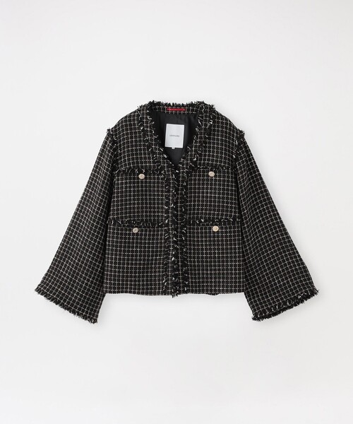 LOVELESS（ラブレス）の「ファンシーツイードジャケット（ノーカラージャケット・レディース・ブラック/オフホワイト・36/34）」の2枚目の写真