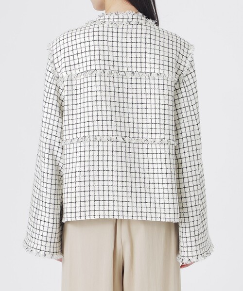 LOVELESS（ラブレス）の「ファンシーツイードジャケット（ノーカラージャケット・レディース・ブラック/オフホワイト・36/34）」の6枚目の写真