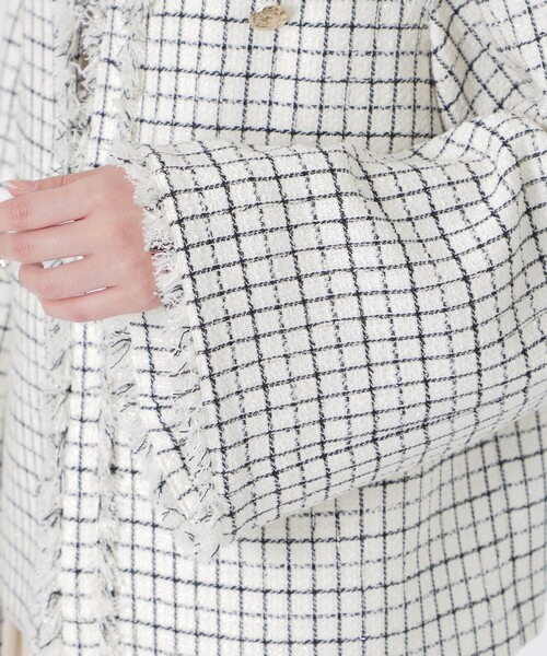 LOVELESS（ラブレス）の「ファンシーツイードジャケット（ノーカラージャケット・レディース・ブラック/オフホワイト・36/34）」の8枚目の写真