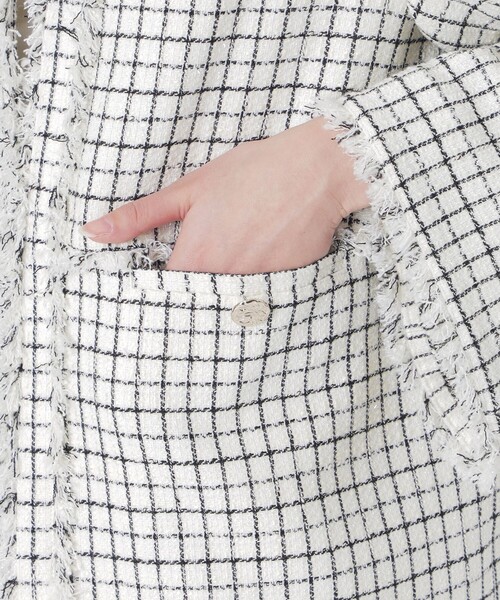 LOVELESS（ラブレス）の「ファンシーツイードジャケット（ノーカラージャケット・レディース・ブラック/オフホワイト・36/34）」の9枚目の写真