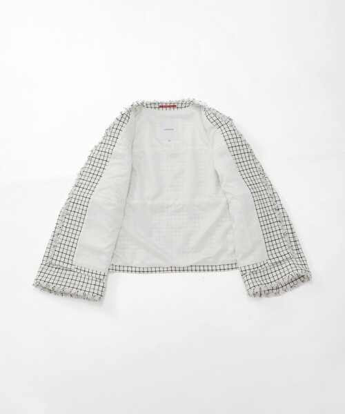 LOVELESS（ラブレス）の「ファンシーツイードジャケット（ノーカラージャケット・レディース・ブラック/オフホワイト・36/34）」の11枚目の写真