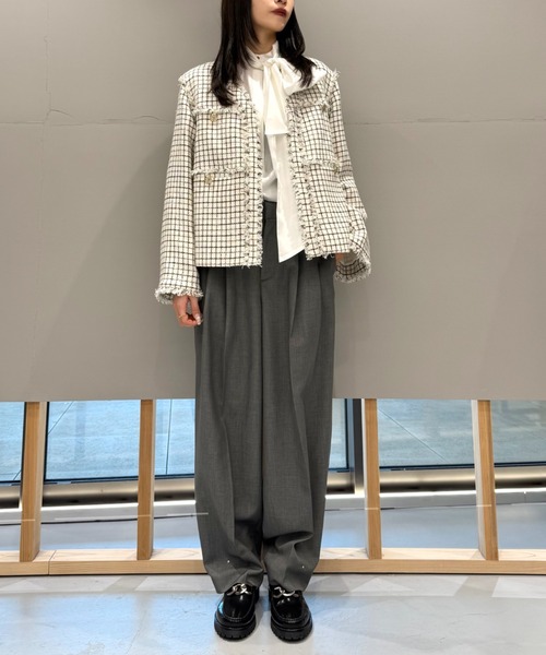 LOVELESS（ラブレス）の「ファンシーツイードジャケット（ノーカラージャケット・レディース・ブラック/オフホワイト・36/34）」の18枚目の写真