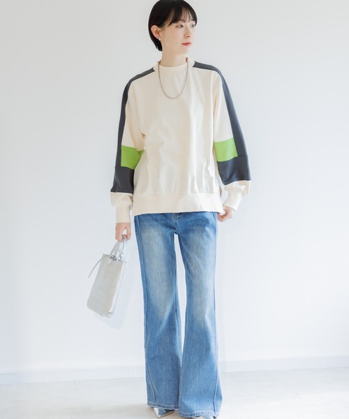 Paradise Picnic（パラダイスピクニック）の「配色スエット（スウェット・レディース・ブラック/アイボリー/グレー・FREE）」の4枚目の写真