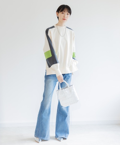 Paradise Picnic（パラダイスピクニック）の「配色スエット（スウェット・レディース・ブラック/アイボリー/グレー・FREE）」の5枚目の写真