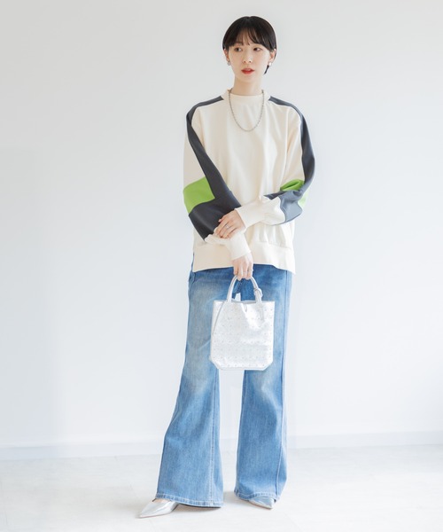 Paradise Picnic（パラダイスピクニック）の「配色スエット（スウェット・レディース・ブラック/アイボリー/グレー・FREE）」の6枚目の写真