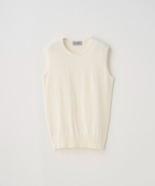 JOHN SMEDLEY(ジョンスメドレー)の「ノースリーブコットンニットプルオーバー(ニット/セーター・レディース・ホワイト系1・M/S)」の1枚目の写真