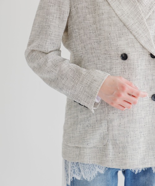 Paradise Picnic（パラダイスピクニック）の「Dignite Collier WEB限定シアーツイードジャケット（テーラードジャケット・レディース・ホワイト/ブラック・FREE）」の4枚目の写真