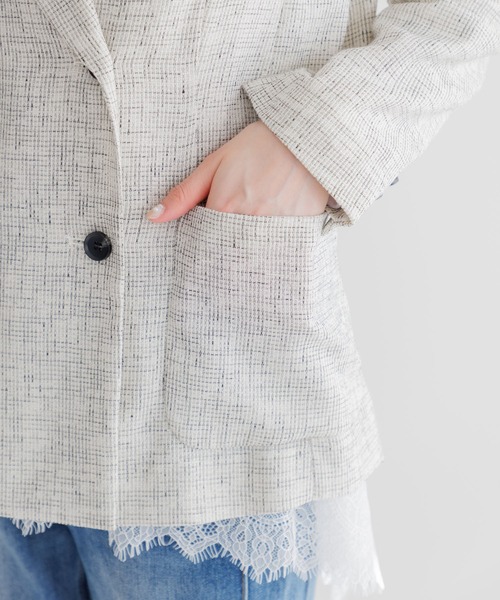 Paradise Picnic（パラダイスピクニック）の「Dignite Collier WEB限定シアーツイードジャケット（テーラードジャケット・レディース・ホワイト/ブラック・FREE）」の5枚目の写真