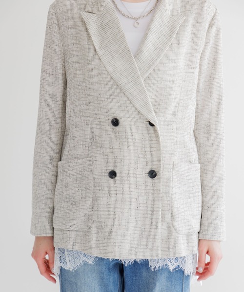 Paradise Picnic（パラダイスピクニック）の「Dignite Collier WEB限定シアーツイードジャケット（テーラードジャケット・レディース・ホワイト/ブラック・FREE）」の6枚目の写真