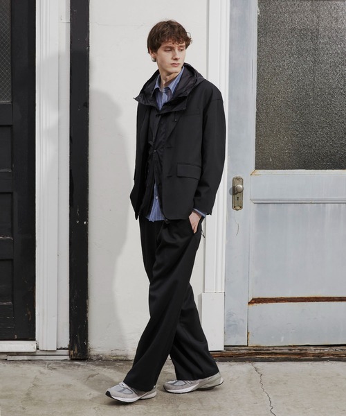 PUBLIC TOKYO(パブリックトウキョウ)の「(セットアップ対応)TECH WOOL ワンタックイージースラックス /オフィスカジュアル/ワイド/ルーズ/タック/防シワ(スラックス・メンズ・ブラック/カーキ・1/2)」の8枚目の写真