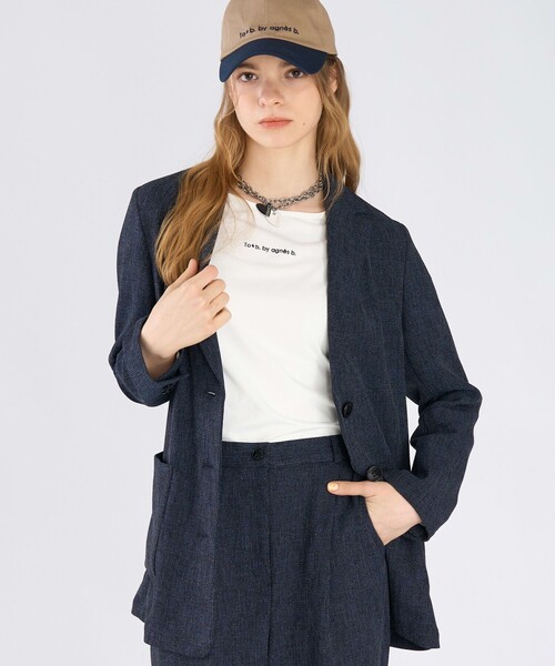 To b. by agnes b.(トゥービーバイアニエスベー)の「ミックスツイード テーラードジャケット(ダッフルコート・レディース・ネイビー・38/40/36)」の3枚目の写真