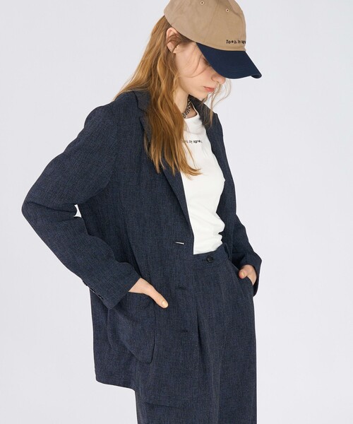 To b. by agnes b.(トゥービーバイアニエスベー)の「ミックスツイード テーラードジャケット(ダッフルコート・レディース・ネイビー・38/40/36)」の5枚目の写真