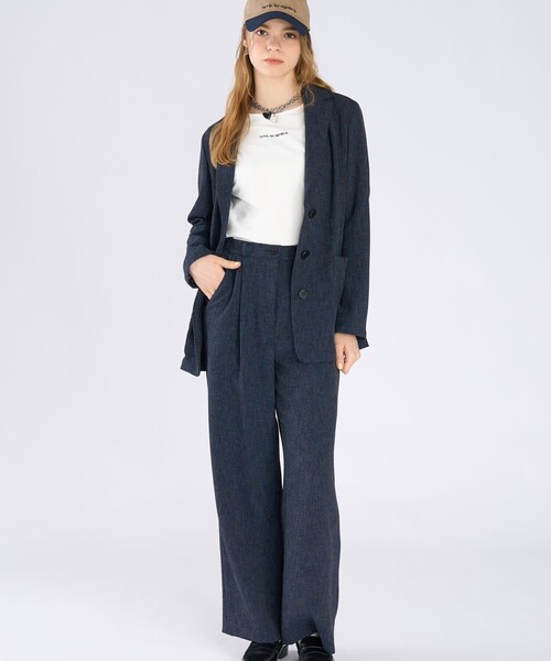 To b. by agnes b.(トゥービーバイアニエスベー)の「ミックスツイード テーラードジャケット(ダッフルコート・レディース・ネイビー・38/40/36)」の7枚目の写真