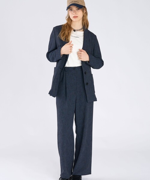 To b. by agnes b.(トゥービーバイアニエスベー)の「ミックスツイード テーラードジャケット(ダッフルコート・レディース・ネイビー・38/40/36)」の8枚目の写真