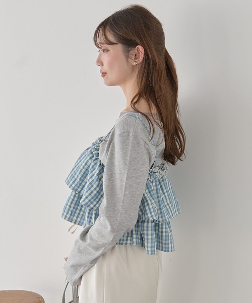 earth music&ecology（アースミュージックアンドエコロジー）の「アソートチェックティアードビスチェ（ベスト・レディース・ブラック系その他3/ブルー系その他2/ホワイト系その他7・FREE）」の7枚目の写真