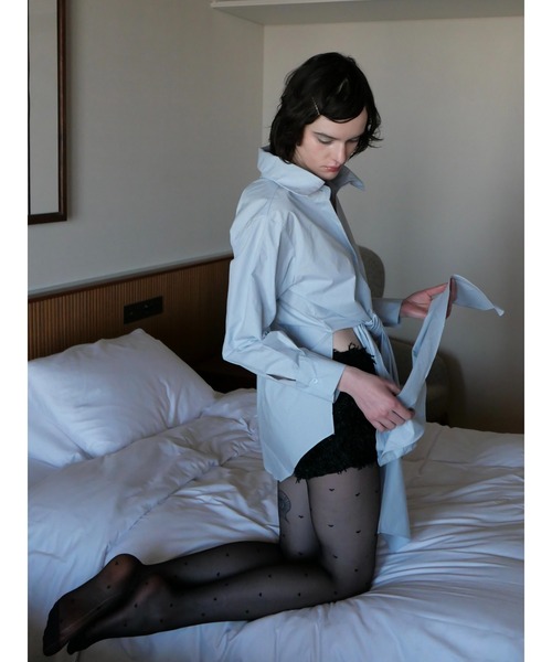 miies miim(ミーエスミーム)の「Waist-Tie Cotton Shirt(シャツ/ブラウス・レディース・ブルー/アイボリー・FREE)」の3枚目の写真