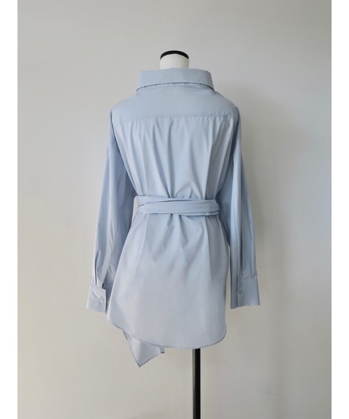 miies miim(ミーエスミーム)の「Waist-Tie Cotton Shirt(シャツ/ブラウス・レディース・ブルー/アイボリー・FREE)」の7枚目の写真