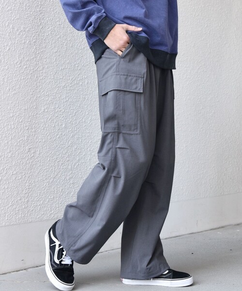 SHIPS any（シップス エニィ）の「SHIPS any:〈吸水速乾〉Rapidry スマート ワイド イージー カーゴ パンツ(セットアップ対応)◆（カーゴパンツ・メンズ・ブラック/グレー/ベージュ・SMALL/MEDIUM/LARGE）」の2枚目の写真
