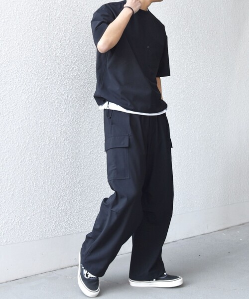 SHIPS any（シップス エニィ）の「SHIPS any:〈吸水速乾〉Rapidry スマート ワイド イージー カーゴ パンツ(セットアップ対応)◆（カーゴパンツ・メンズ・ブラック/グレー/ベージュ・SMALL/MEDIUM/LARGE）」の10枚目の写真