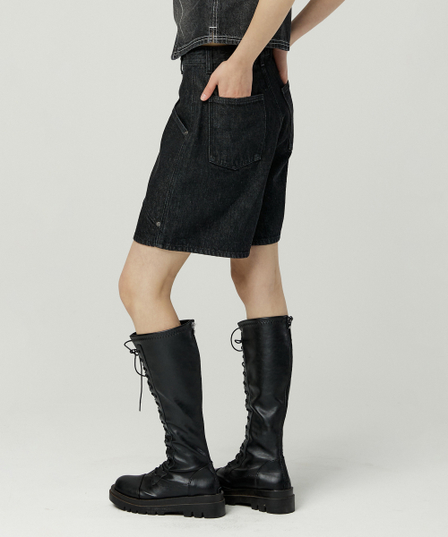 MAGOODGAN(メックウッドガン)の「フラワー7958パティグ変形ブラックバミューダショーツパンツ(その他パンツ・レディース・その他・30/25/26/28)」の2枚目の写真