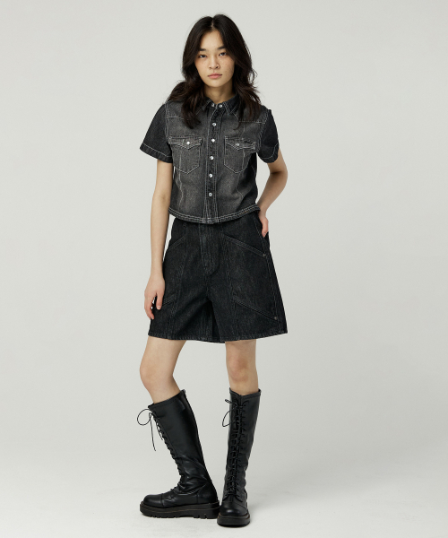 MAGOODGAN(メックウッドガン)の「フラワー7958パティグ変形ブラックバミューダショーツパンツ(その他パンツ・レディース・その他・30/25/26/28)」の4枚目の写真