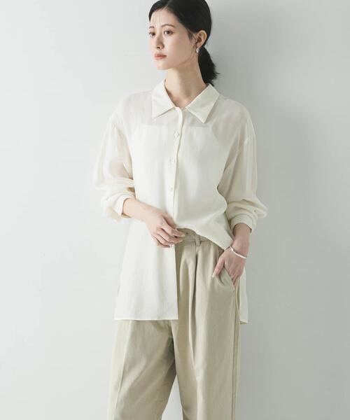 URBAN RESEARCH(アーバンリサーチ)の「キュプラシャツ(シャツ/ブラウス・レディース・チャコールグレー/オフホワイト/ライトベージュ・FREE)」の1枚目の写真