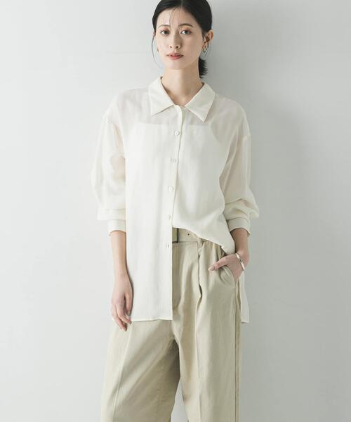 URBAN RESEARCH(アーバンリサーチ)の「キュプラシャツ(シャツ/ブラウス・レディース・チャコールグレー/オフホワイト/ライトベージュ・FREE)」の5枚目の写真