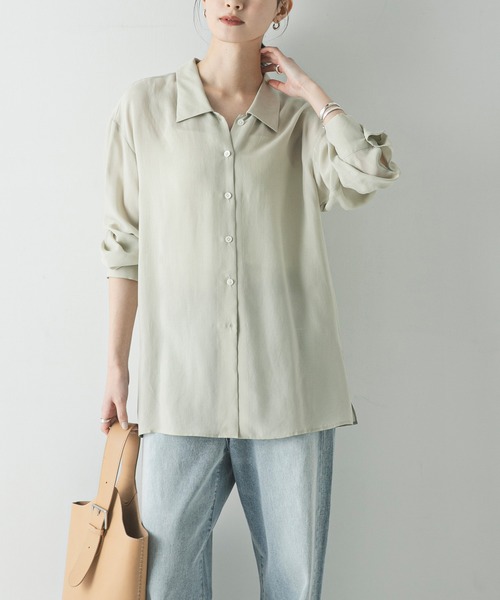 URBAN RESEARCH（アーバンリサーチ）の「キュプラシャツ（シャツ/ブラウス・レディース・チャコールグレー/オフホワイト/ライトベージュ・FREE）」の6枚目の写真